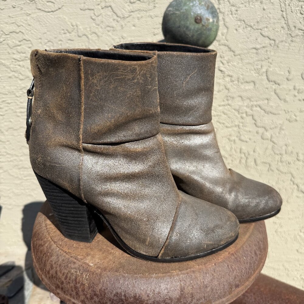 Rag & Bone Newbury Ankle Boots Booties Metallic Gray 37